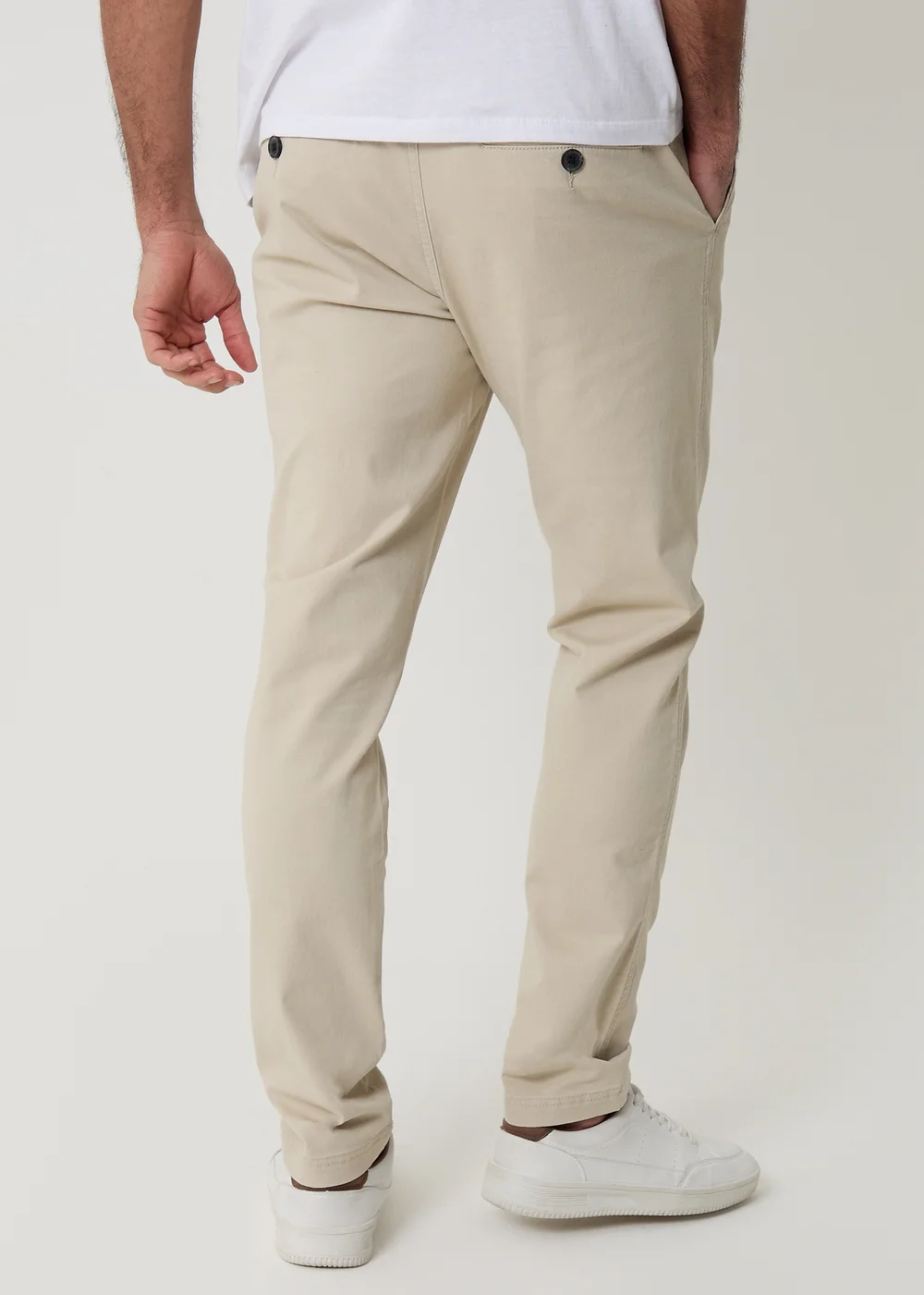 Threadbare Stone Cotton Slim Fit Chino Trousers With Stretch - 32/L32 Image 2