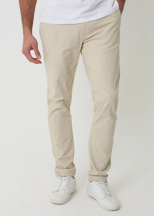 Threadbare Stone Cotton Slim Fit Chino Trousers With Stretch - 32/L32 Image 1