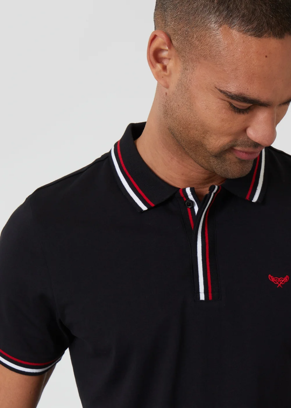 Threadbare Black Contrast Tipping Cotton Jersey Polo Shirt - S Image 4