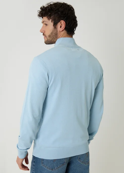 Threadbare Light Blue Funnel Neck Quarter Zip Knitted Jumper - XL Image 2