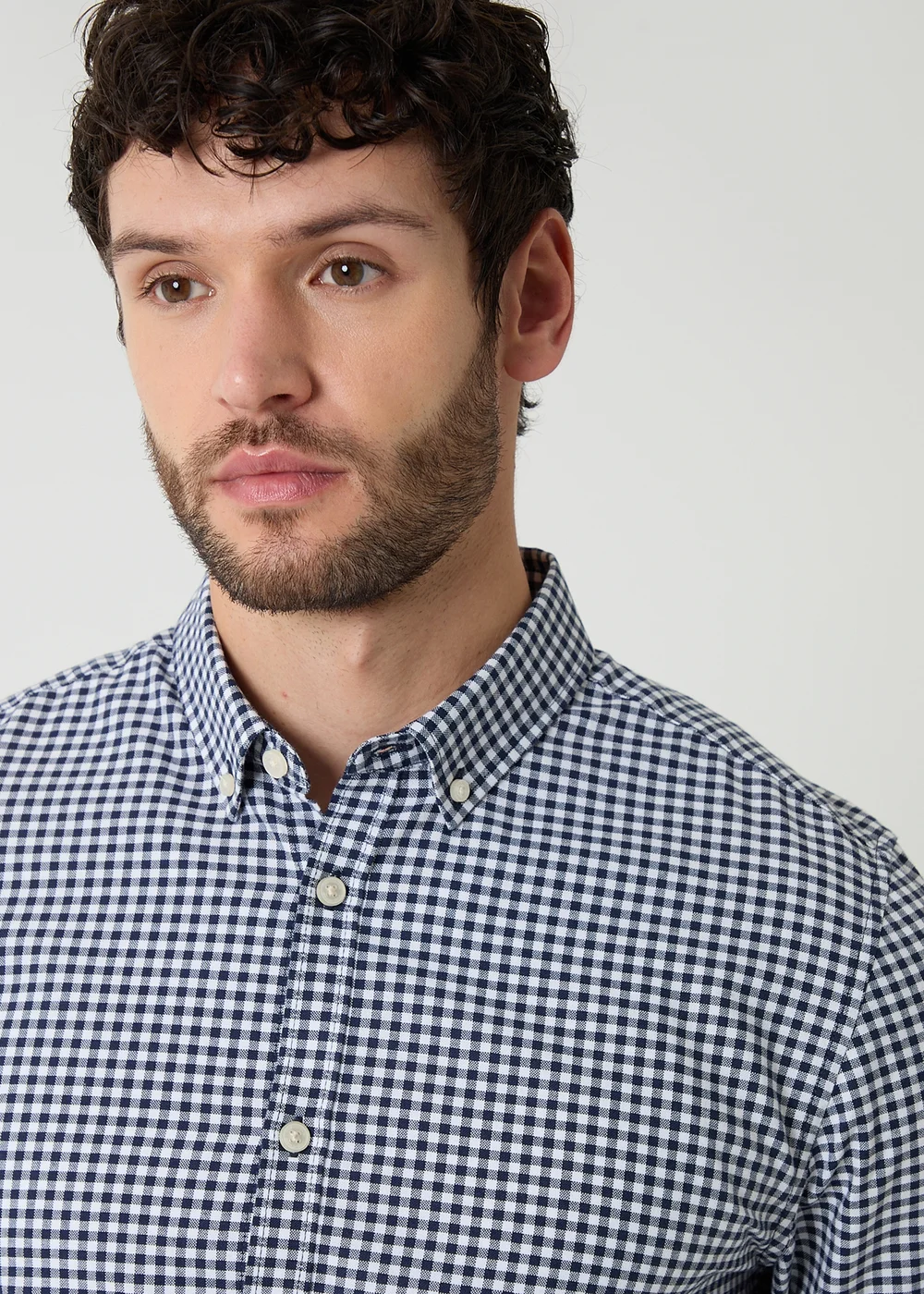 Threadbare Navy Cotton Long Sleeve Check Shirt - L Image 4