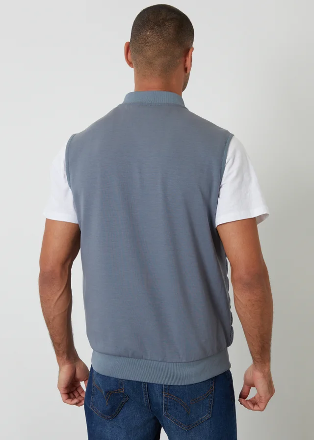 Threadbare Blue Quilted Hybrid Gilet