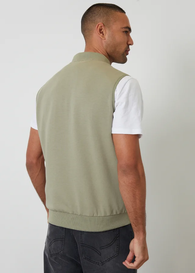 Threadbare Soft Green Quilted Hybrid Gilet
