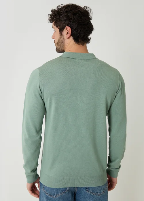 Threadbare Soft Green Knitted Long Sleeve Polo Jumper - XL Image 2