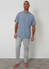Threadbare Blue Pyjama T-Shirt & Stripe Bottoms Set - M Image 1