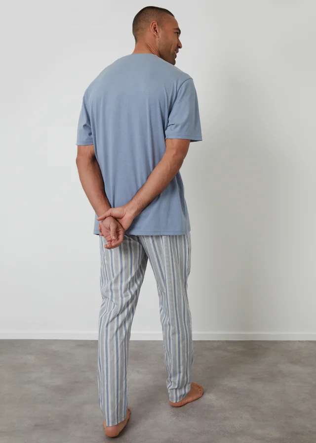 Threadbare Blue Pyjama T-Shirt & Stripe Bottoms Set