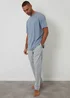 Threadbare Blue Pyjama T-Shirt & Stripe Bottoms Set - M Image 3