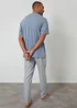 Threadbare Blue Pyjama T-Shirt & Stripe Bottoms Set - M Image 2