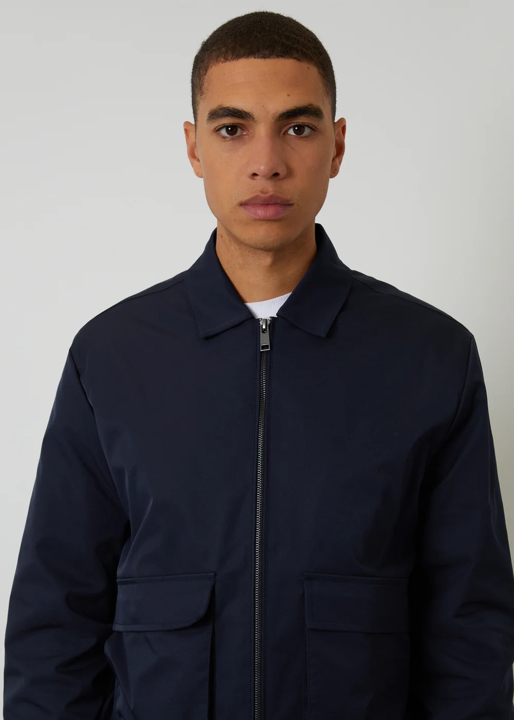 Threadbare Navy Showerproof Patch Pocket Zip Up Jacket - 2XL Image 4