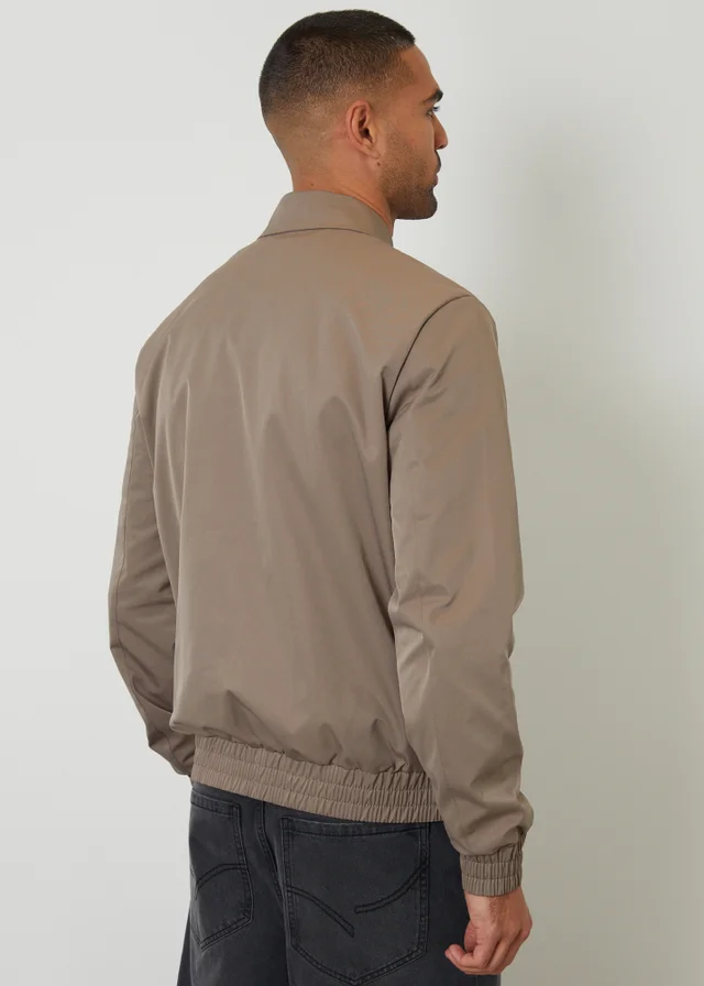 Threadbare Taupe Showerproof Patch Pocket Zip Up Jacket