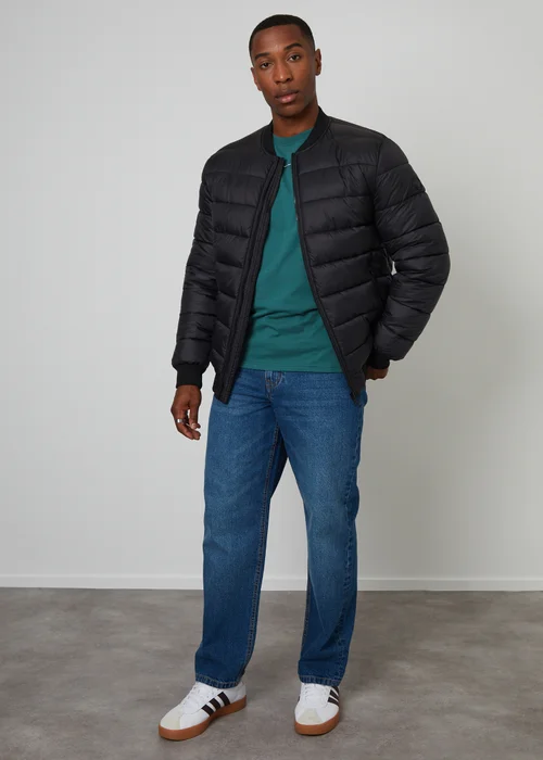 Threadbare Black Quilted Bomber Jacket - S Image 3