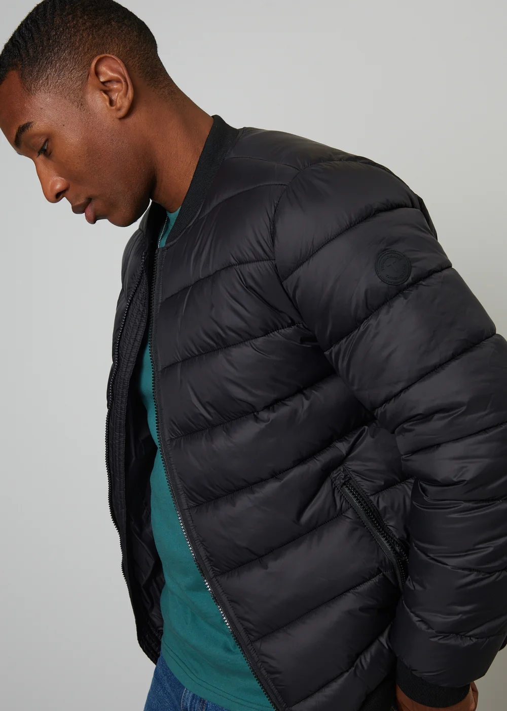 Threadbare Black Quilted Bomber Jacket - S Image 1