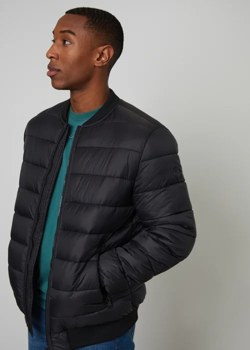 Threadbare Black Quilted Bomber Jacket - S Image 4