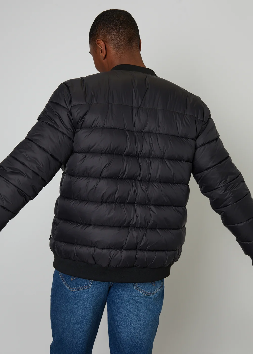 Threadbare Black Quilted Bomber Jacket - S Image 2