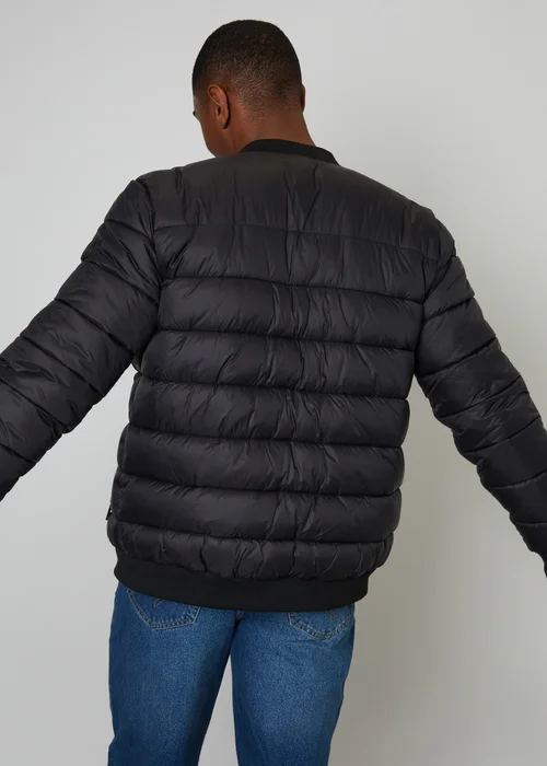 Threadbare Black Quilted Bomber Jacket - S Image 2
