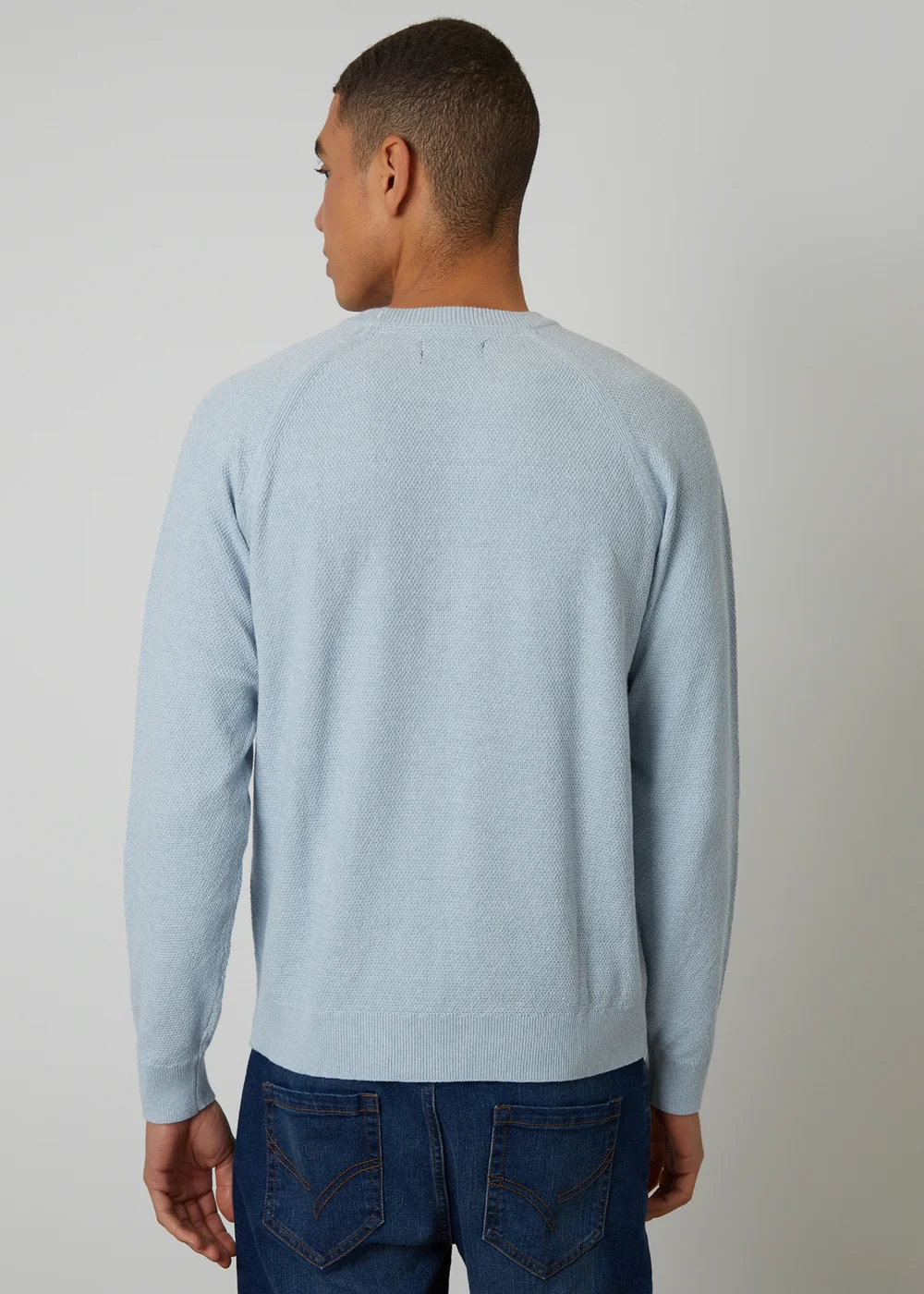 Threadbare Light Blue Raglan Knitted Crew Neck Jumper - XL Image 2