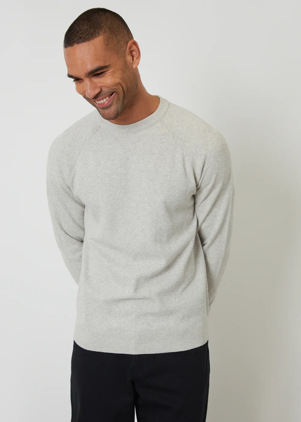 Threadbare Natural Raglan Knitted Crew Neck Jumper - 2XL Image 1