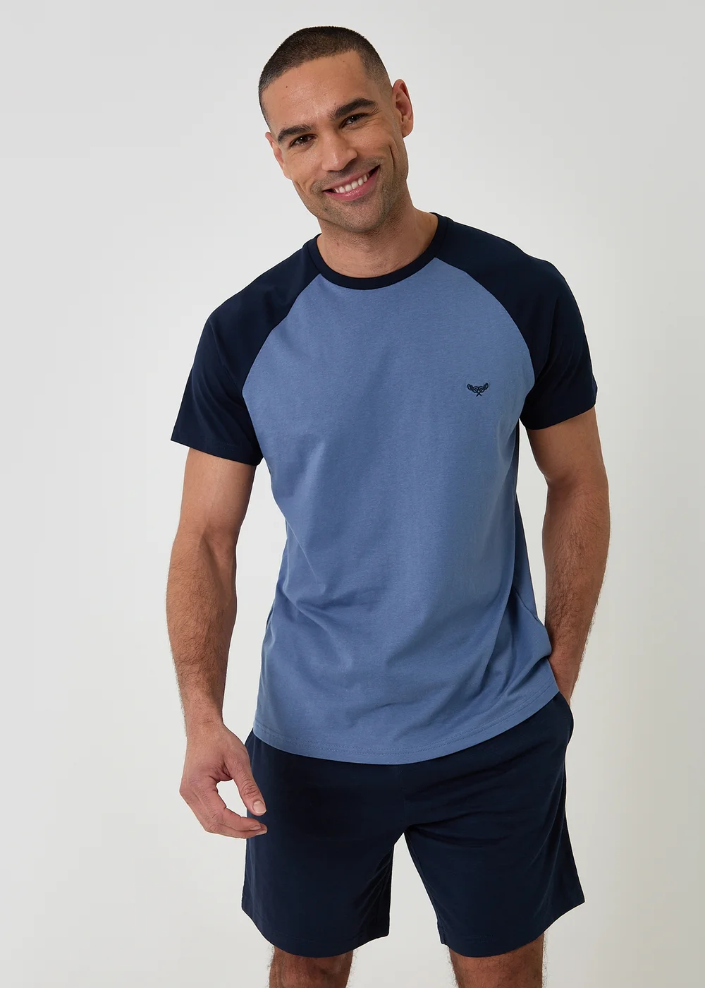 Threadbare Blue Raglan Short Sleeve Top & Shorts Lounge Set - 2XL Image 1