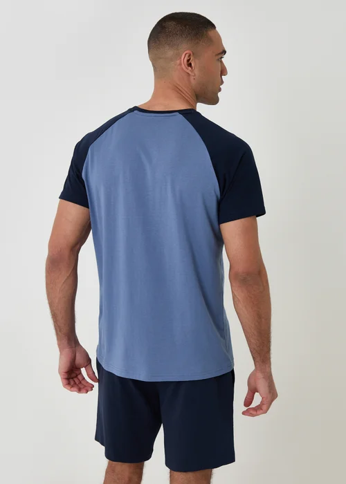 Threadbare Blue Raglan Short Sleeve Top & Shorts Lounge Set - 2XL Image 2