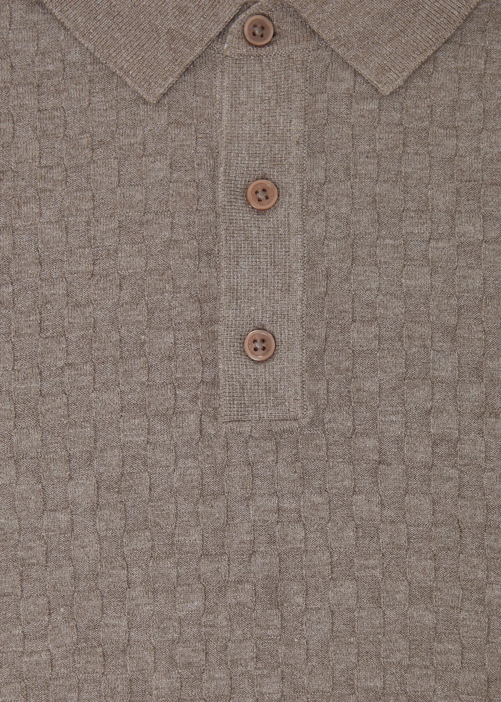 Threadbare Taupe Basket Stitch Short Sleeve Knitted Polo - 2XL Image 5
