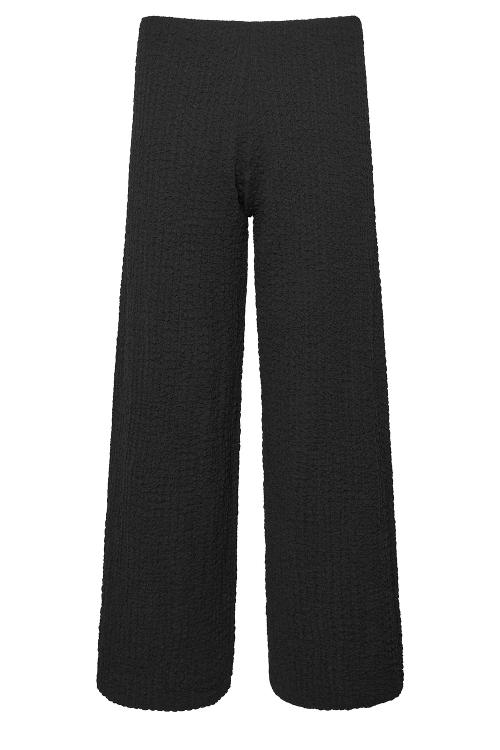 PixieGirl Petite Black Bubble Textured Wide Leg Trousers - 14 Image 5