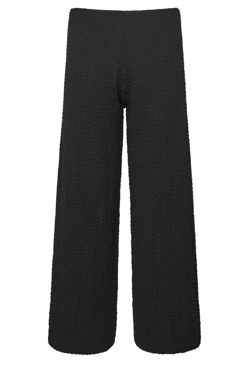 PixieGirl Petite Black Bubble Textured Wide Leg Trousers - 14 Image 5