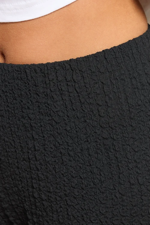 PixieGirl Petite Black Bubble Textured Wide Leg Trousers - 14 Image 4