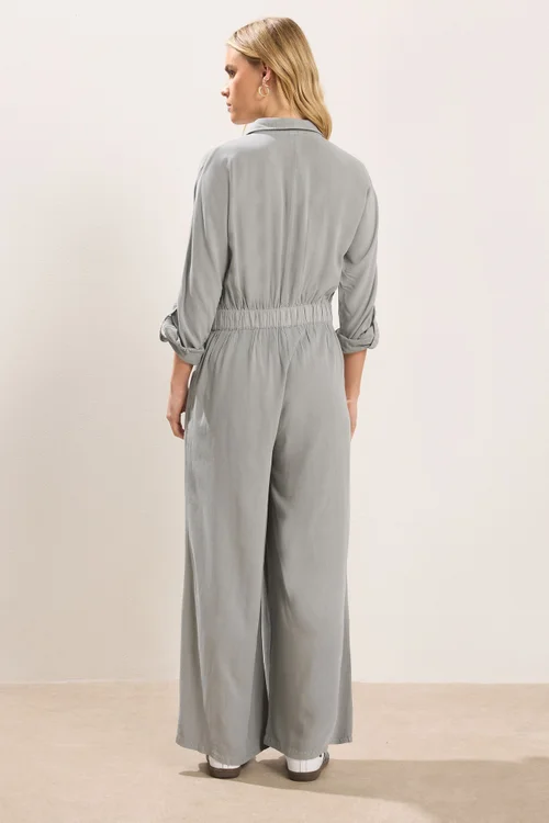 PixieGirl Petite Light Grey Acid Wash Wide Leg Jumpsuit - 8 Image 3
