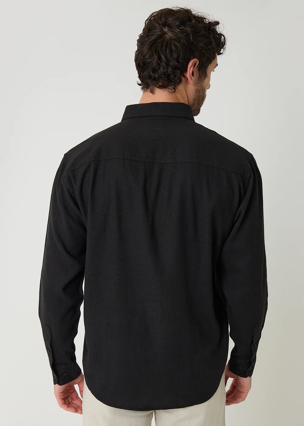 Threadbare Black Relaxed Fit Linen Blend Shirt - XL Image 2