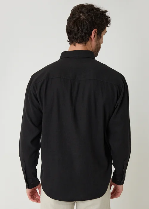 Threadbare Black Relaxed Fit Linen Blend Shirt - XL Image 2