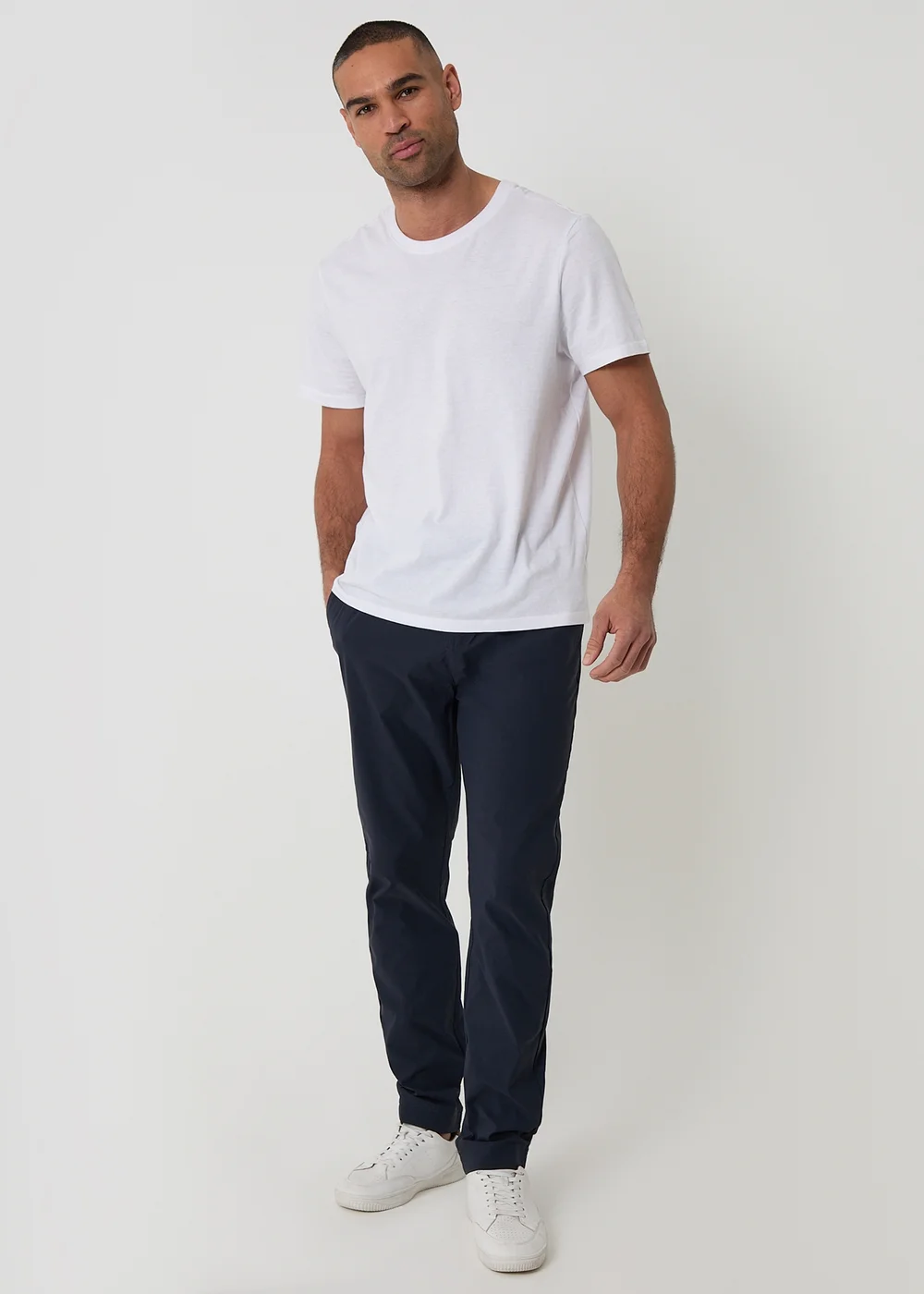 Threadbare Navy Slim Fit Stretch Trousers - 34/L32 Image 3