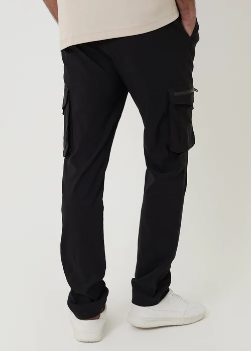Threadbare Black Slim Fit Stretch Cargo Trousers - L Image 2