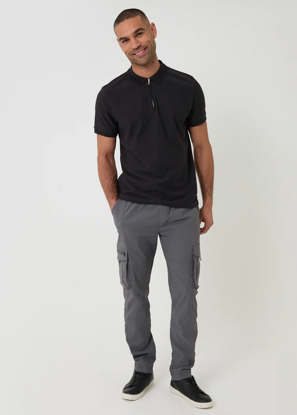 Threadbare Charcoal Slim Fit Stretch Cargo Trousers - L Image 3