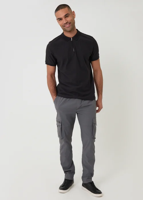 Threadbare Charcoal Slim Fit Stretch Cargo Trousers - L Image 3