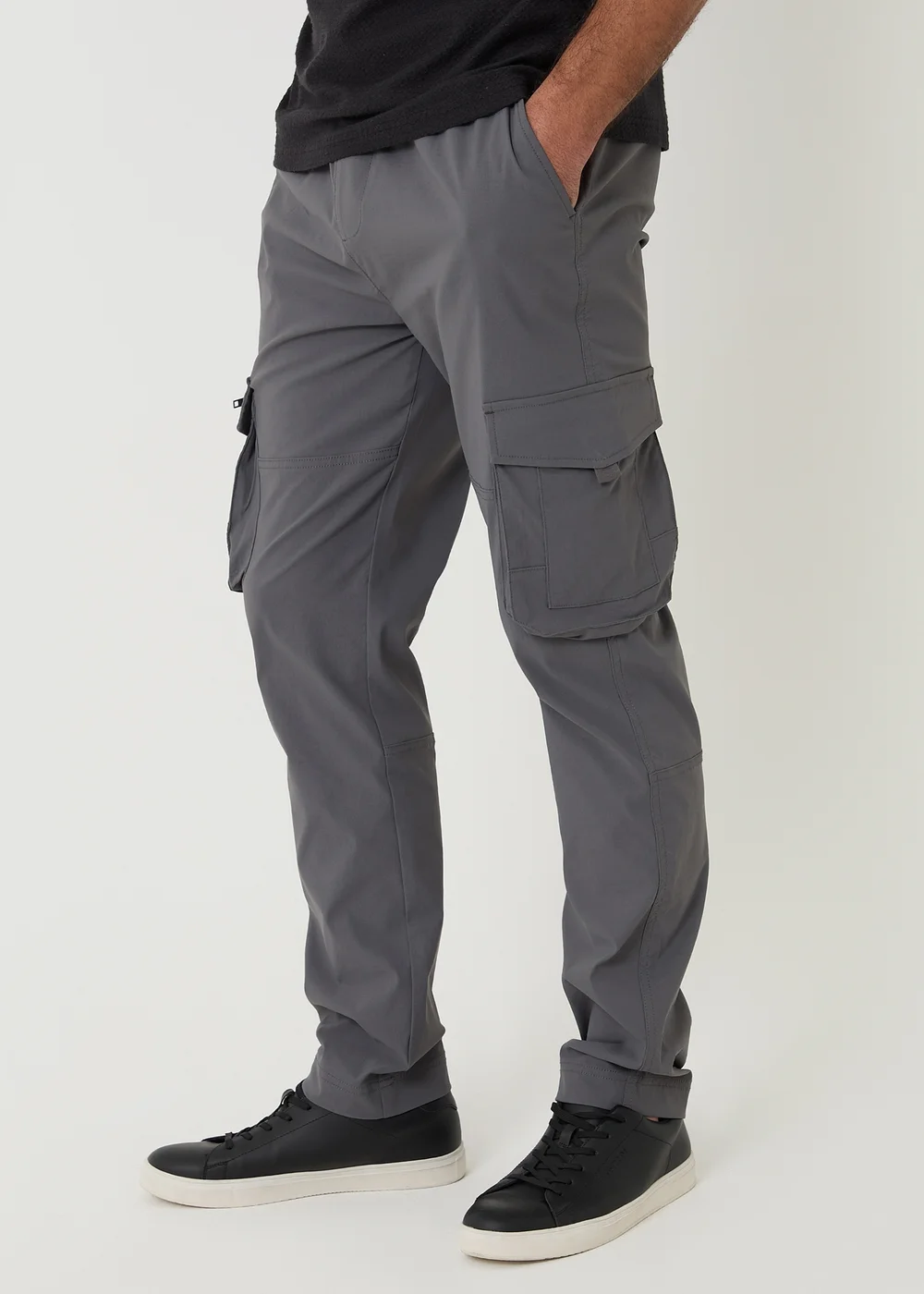 Threadbare Charcoal Slim Fit Stretch Cargo Trousers - L Image 1