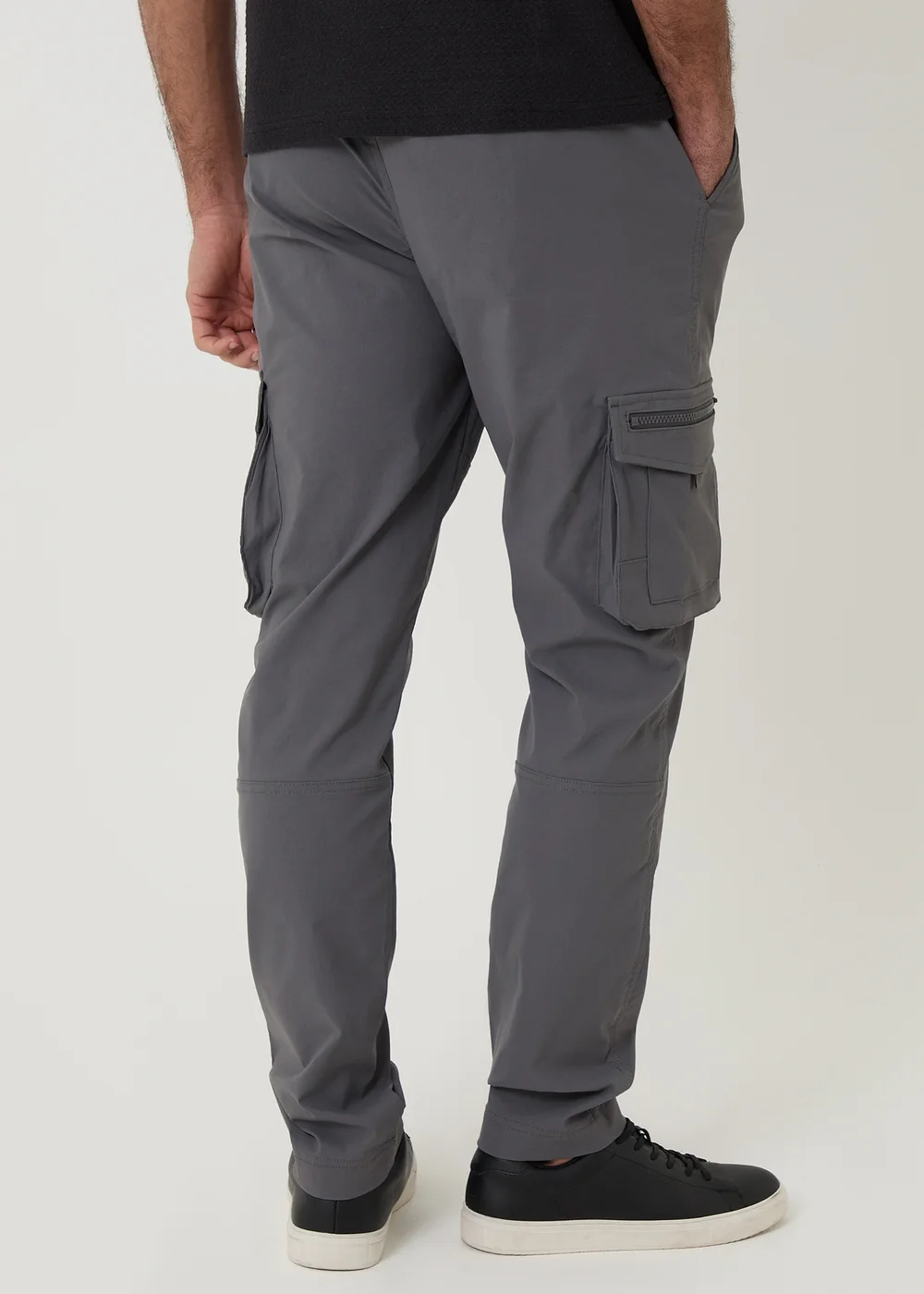 Threadbare Charcoal Slim Fit Stretch Cargo Trousers - L Image 2