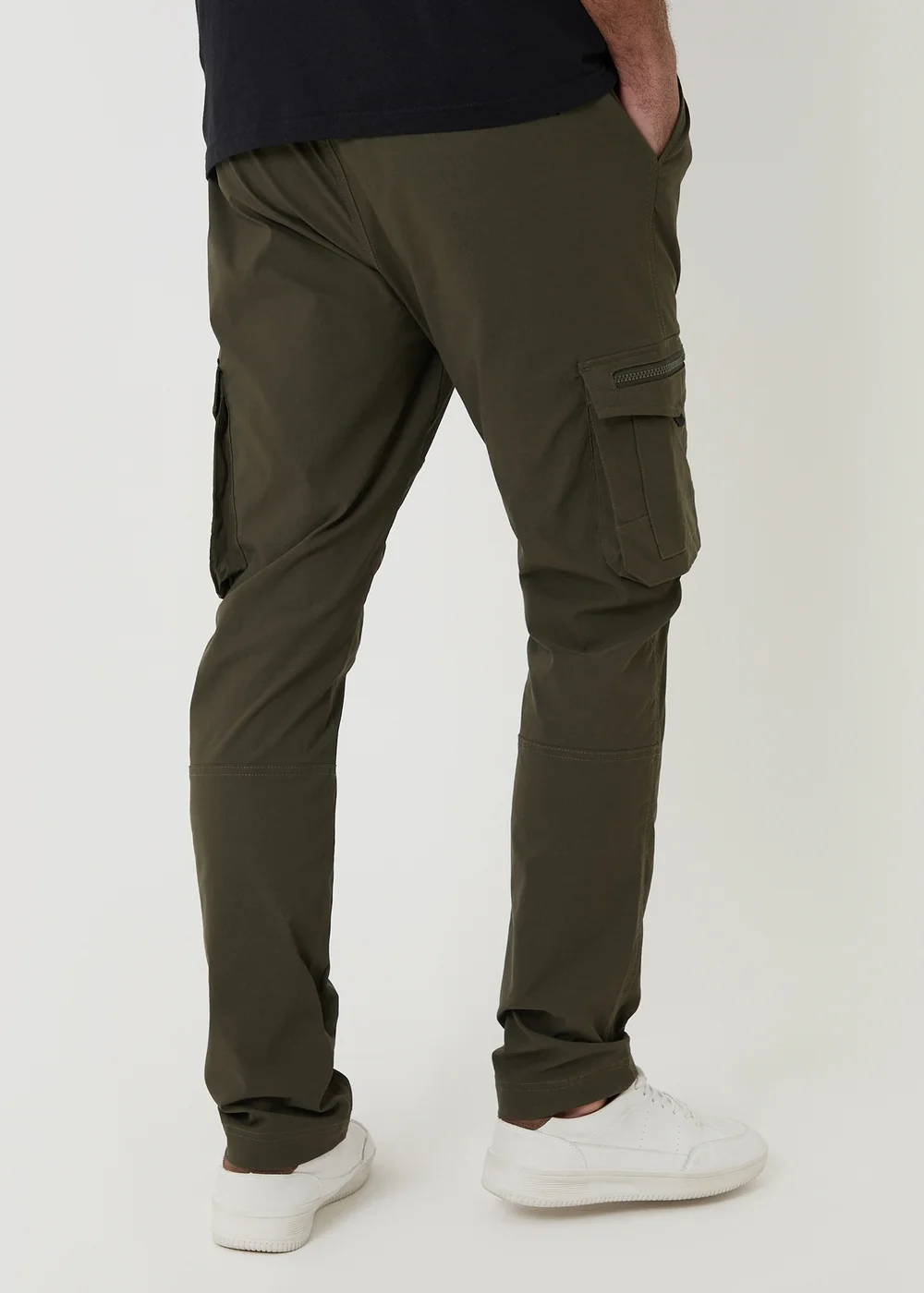 Threadbare Khaki Slim Fit Stretch Cargo Trousers - 2XL Image 2