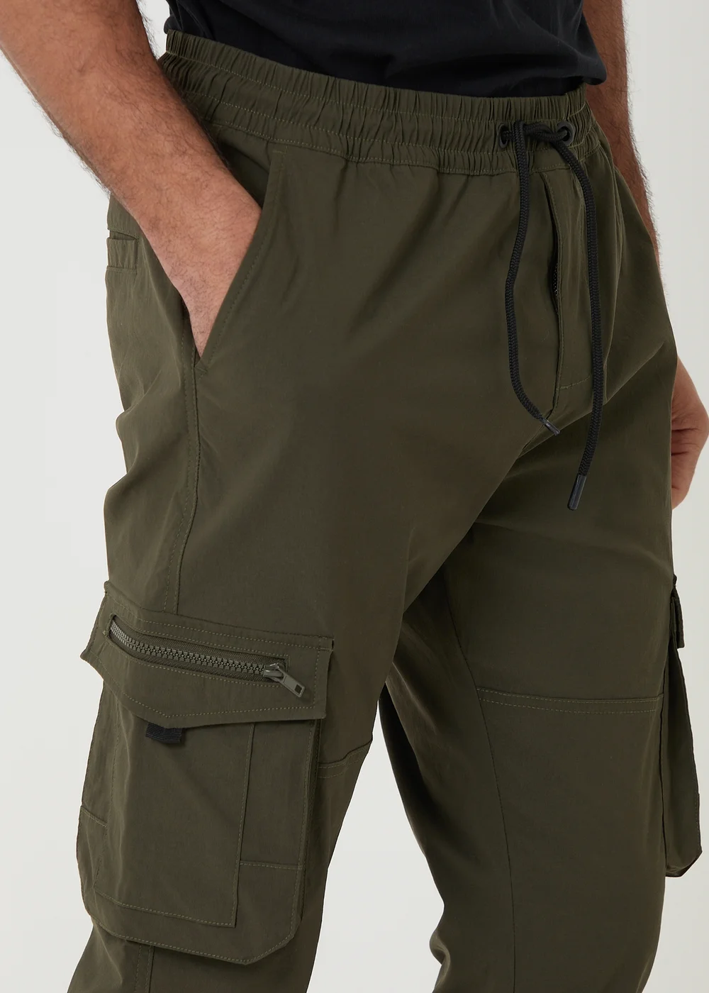 Threadbare Khaki Slim Fit Stretch Cargo Trousers - 2XL Image 4