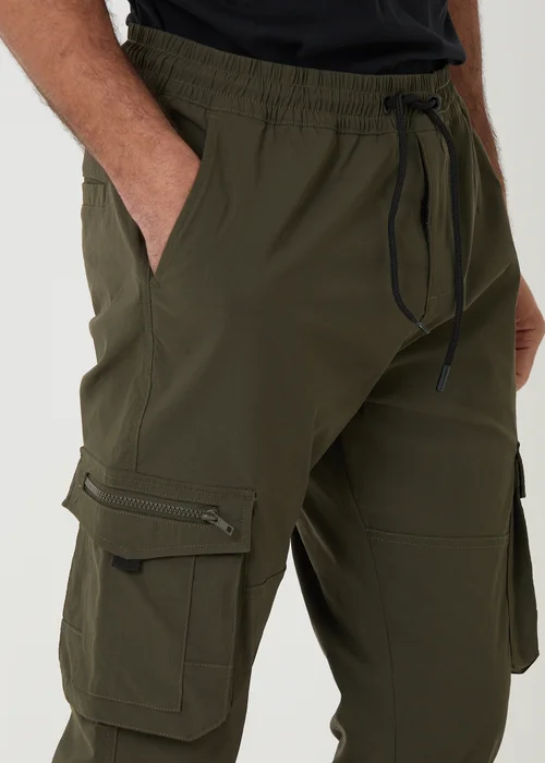 Threadbare Khaki Slim Fit Stretch Cargo Trousers - 2XL Image 4