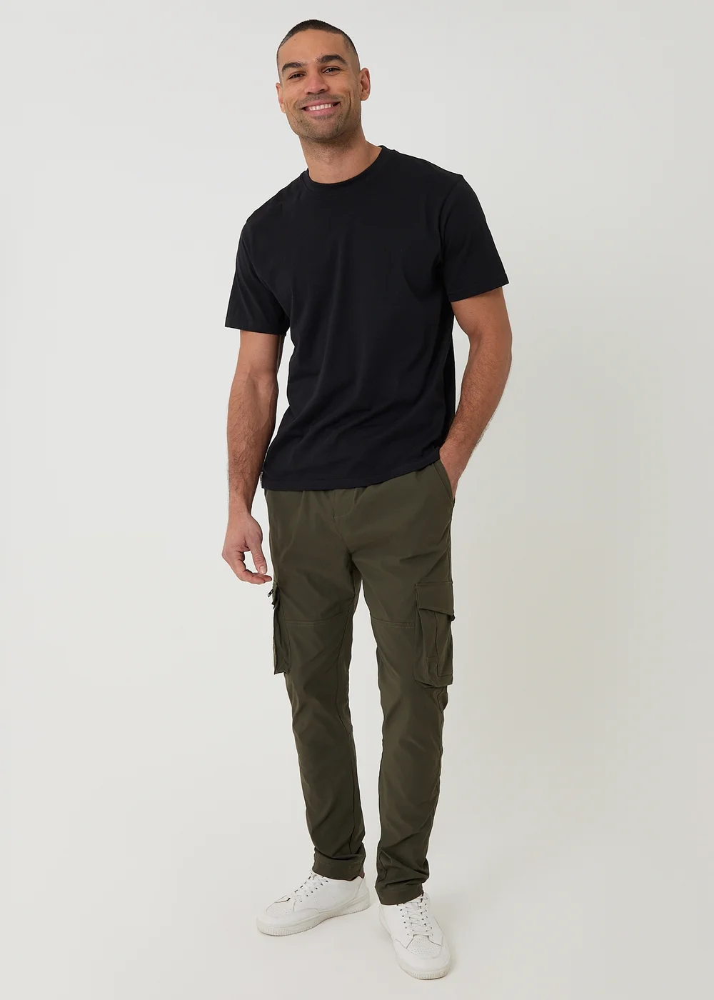Threadbare Khaki Slim Fit Stretch Cargo Trousers - 2XL Image 3