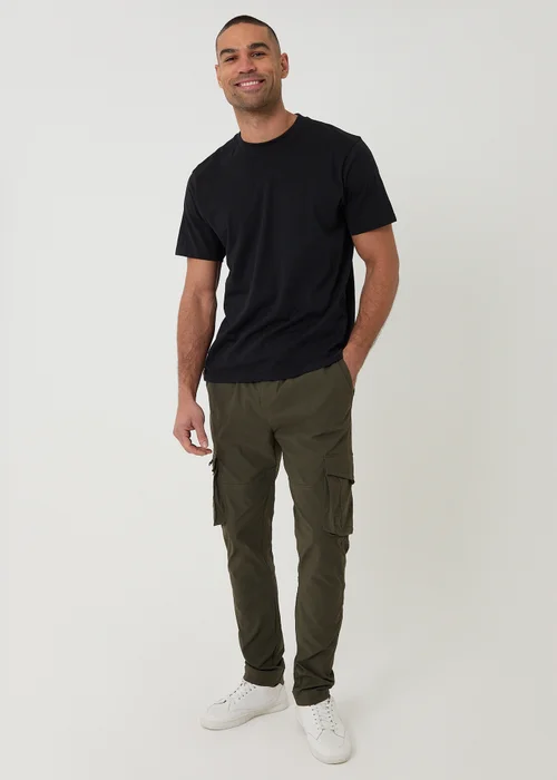Threadbare Khaki Slim Fit Stretch Cargo Trousers - 2XL Image 3