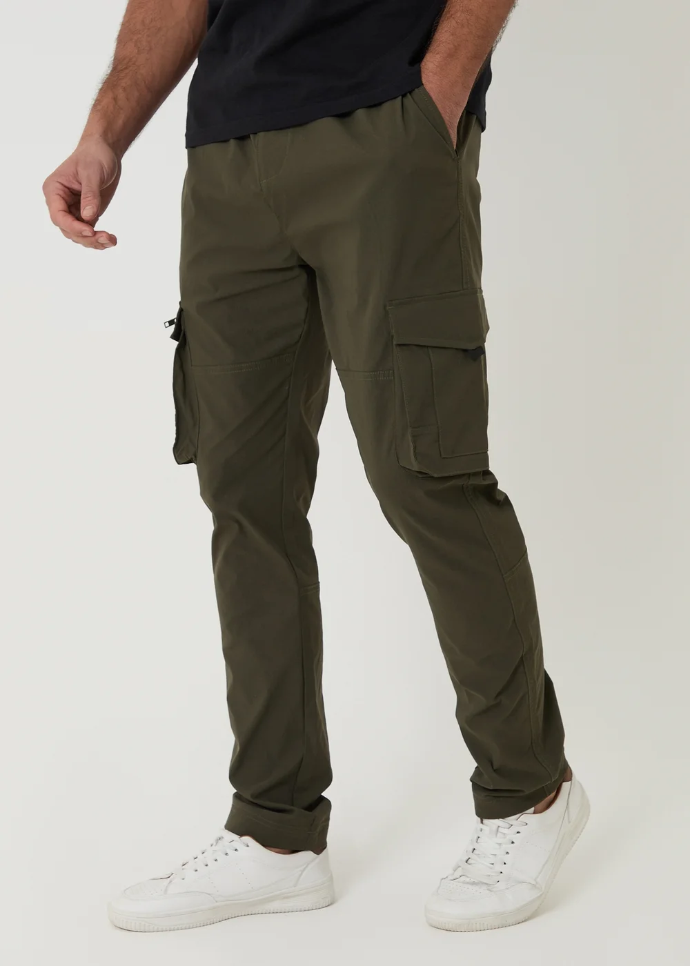 Threadbare Khaki Slim Fit Stretch Cargo Trousers - 2XL Image 1