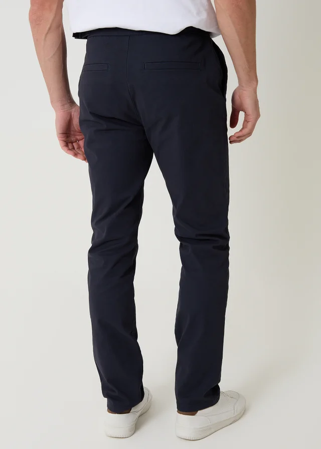 Threadbare Navy Cotton Slim Fit Trousers With Stretch