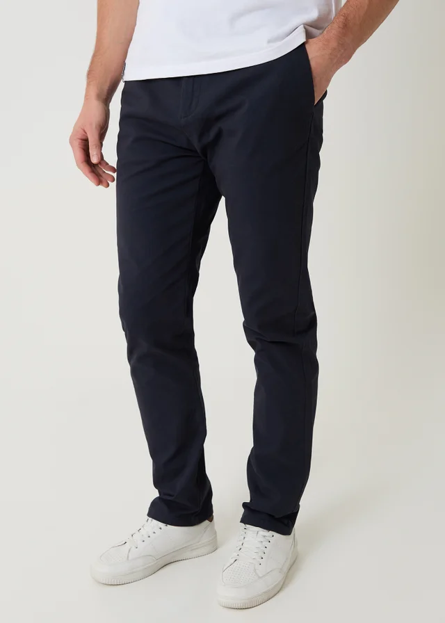Threadbare Navy Cotton Slim Fit Trousers With Stretch
