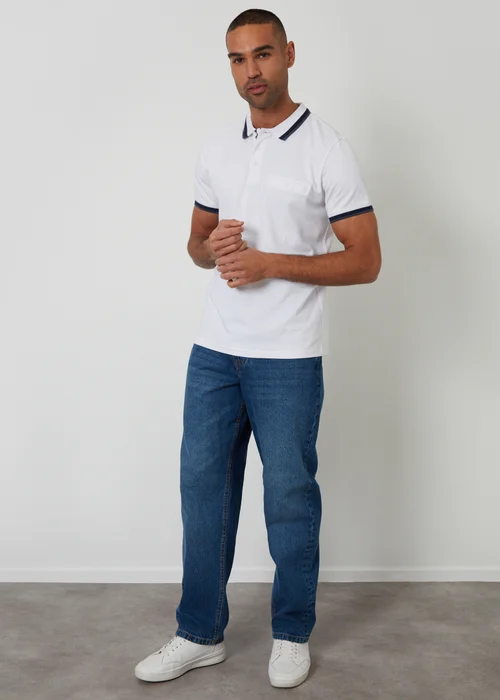 Threadbare White Jetted Pocket Cotton Polo Shirt - 2XL Image 4