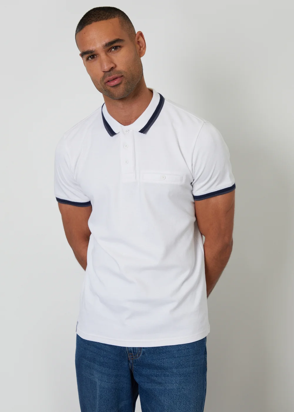 Threadbare White Jetted Pocket Cotton Polo Shirt - 2XL Image 1