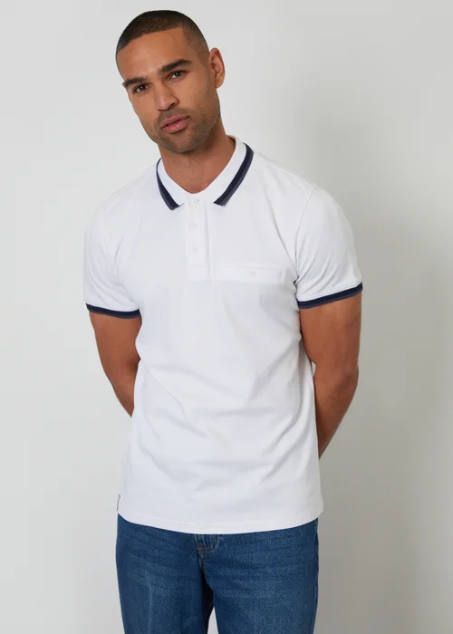 Threadbare White Jetted Pocket Cotton Polo Shirt - 2XL Image 1