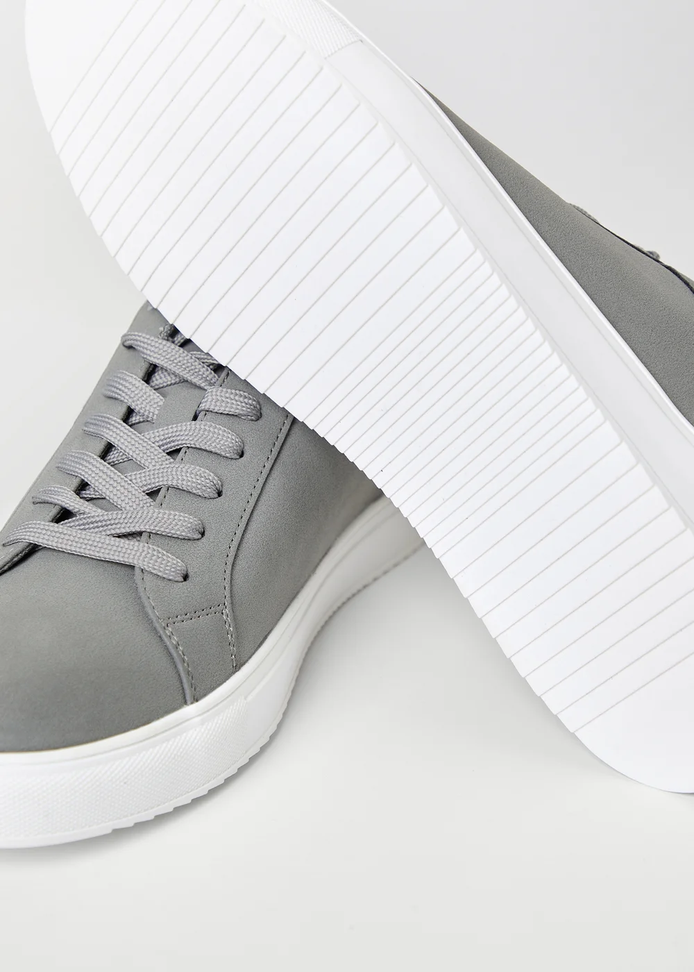 Threadbare Grey Faux Suede Court Trainers - 7 Image 5