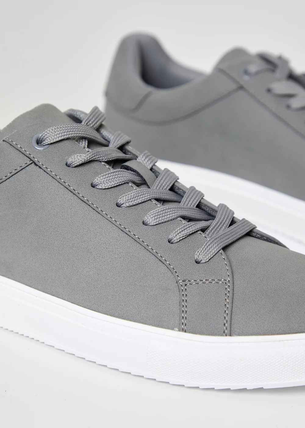 Threadbare Grey Faux Suede Court Trainers - 7 Image 3
