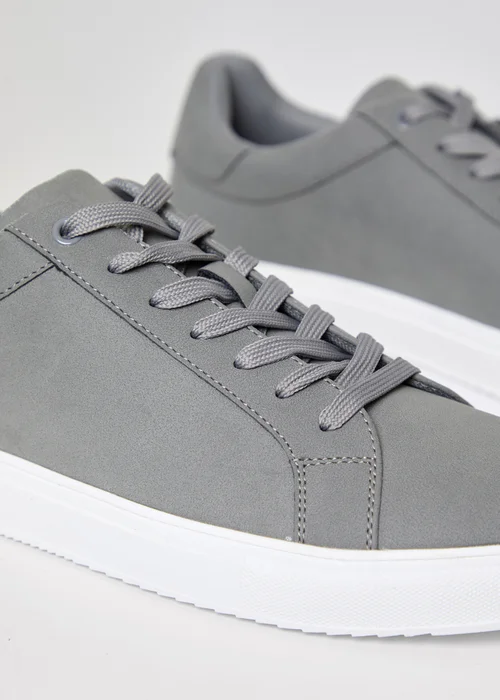 Threadbare Grey Faux Suede Court Trainers - 7 Image 3